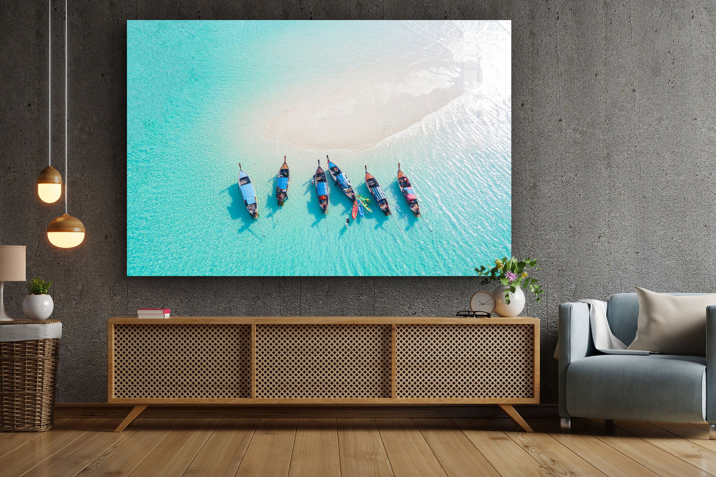 Tropical Beach Prints Large Glass Wall Art