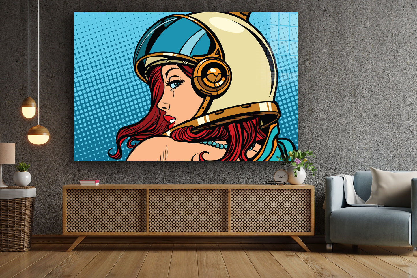 Pop Art Astronaut, Large Glass Wall Art