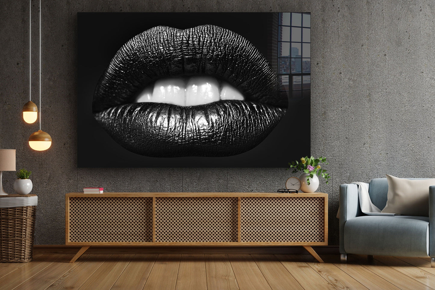 Black Lips, Large Glass Wall Art