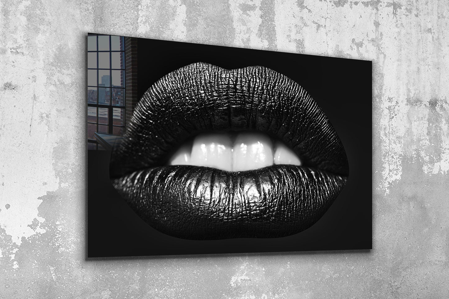 Black Lips, Large Glass Wall Art