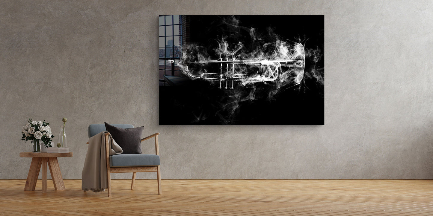 Trumpet, Large Glass Wall Art