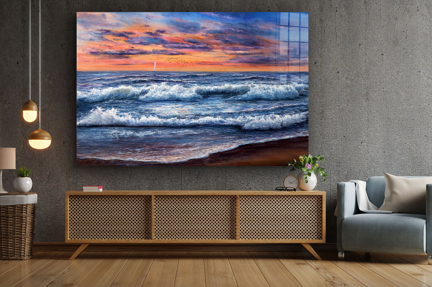 Seashore, Large Glass Wall Art