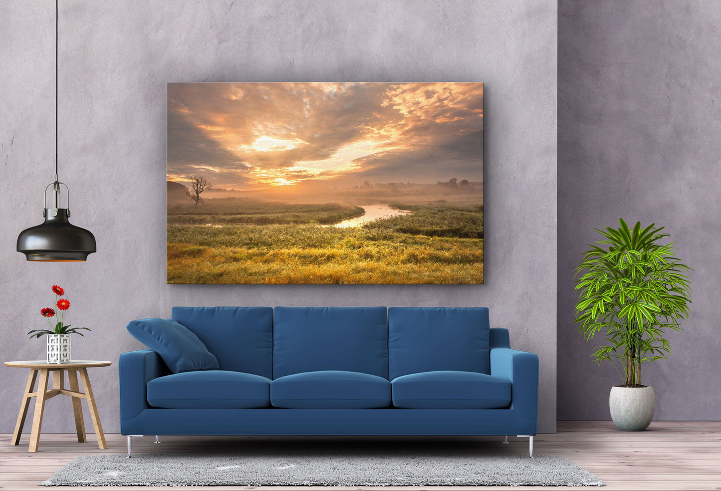 Sunset River, Large Glass Wall Art