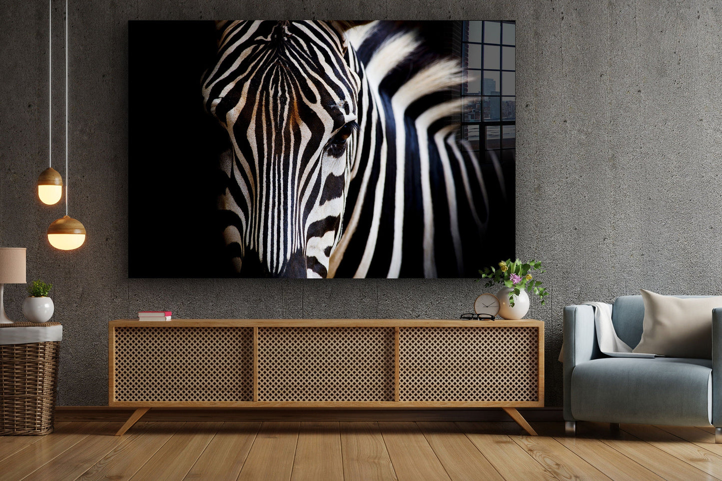 Zebra, Large Glass Wall Art