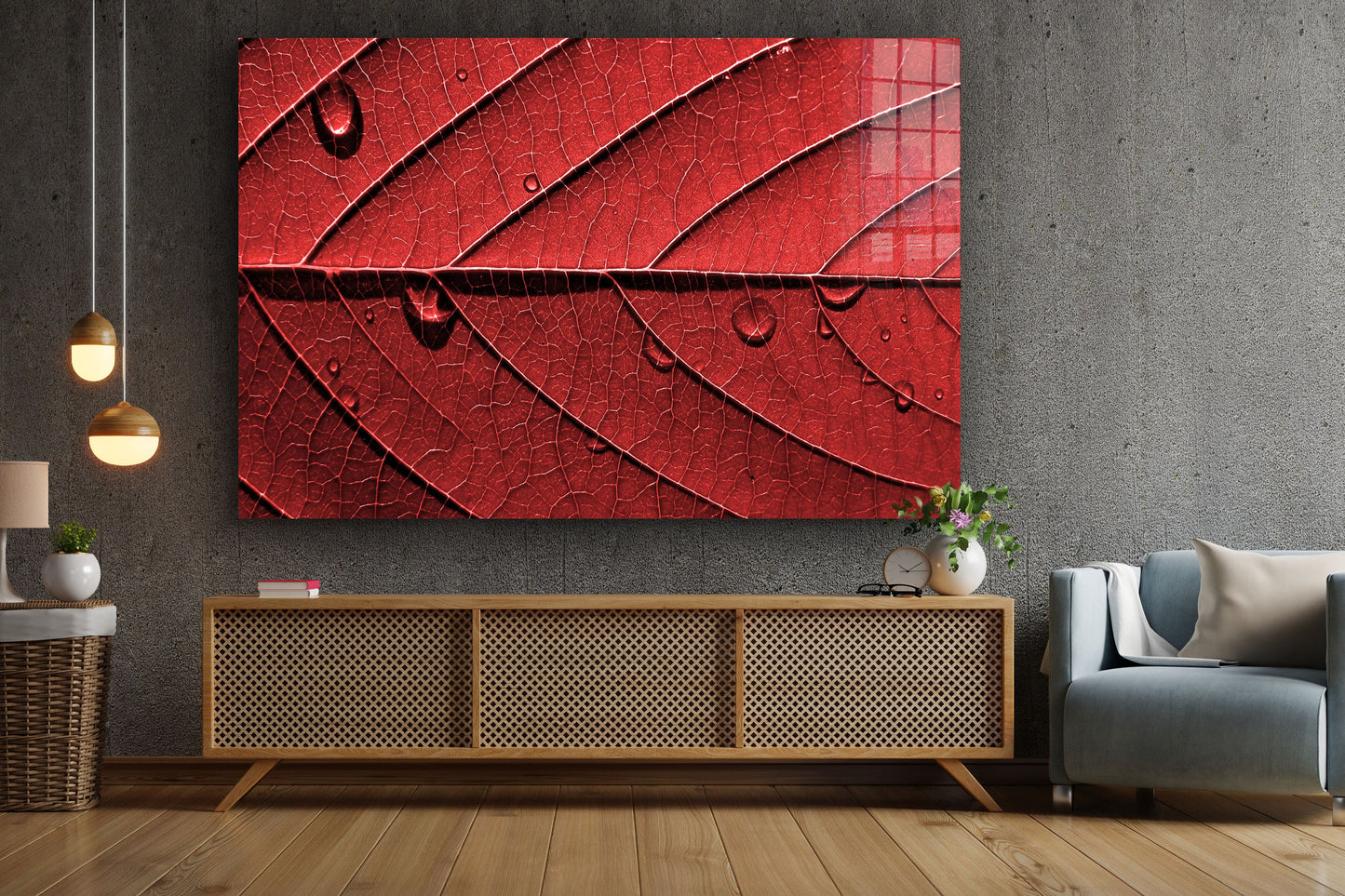 Red Leaf, Large Glass Wall Art