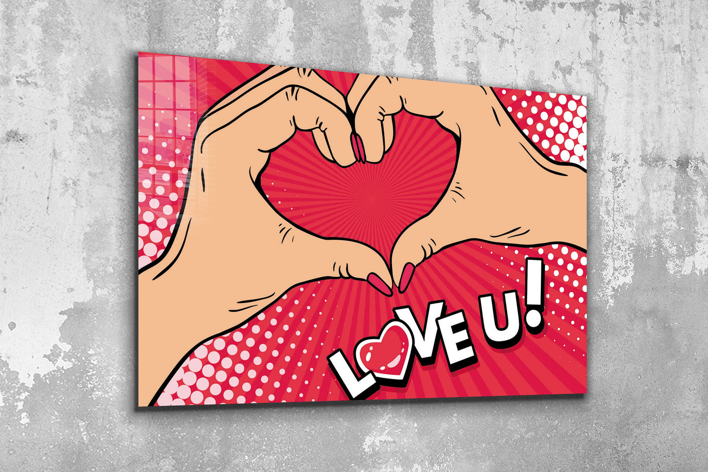 Love You Sign Pin Art, Large Glass Wall Art