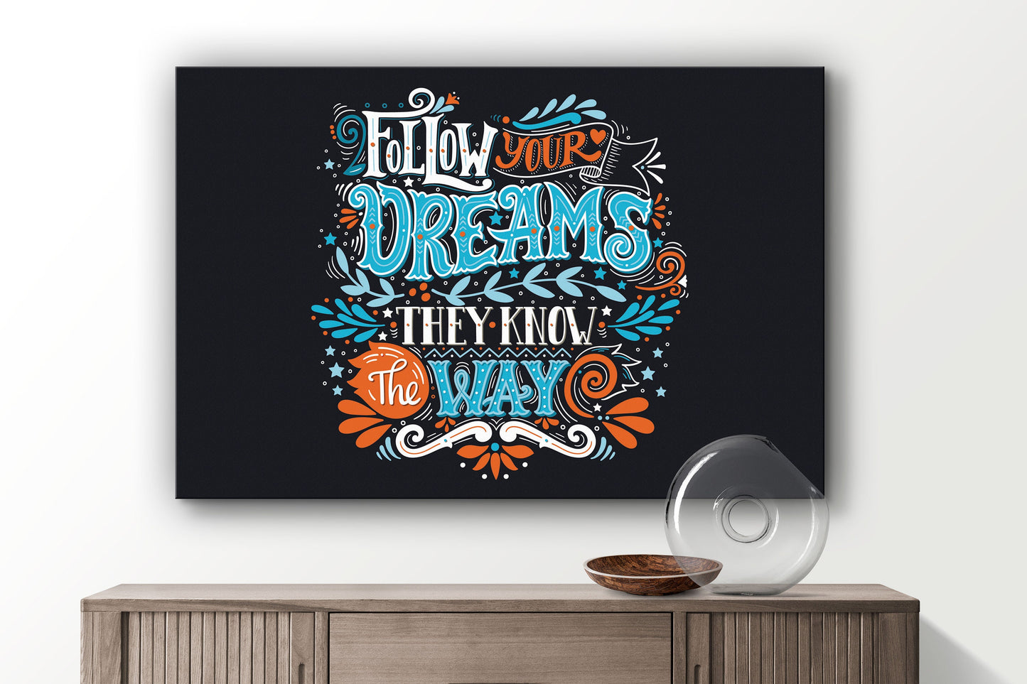 Follow Sign, Large Glass Wall Art
