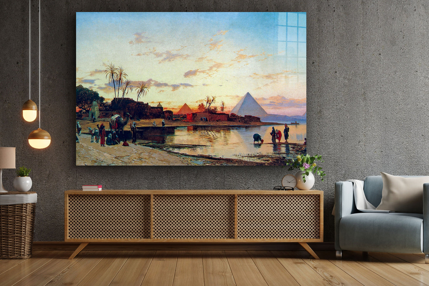 Egypt Painting, Large Glass Wall Art