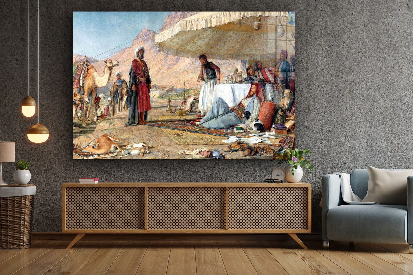 John Frederick Lewis  Visit, Large Glass Wall Art