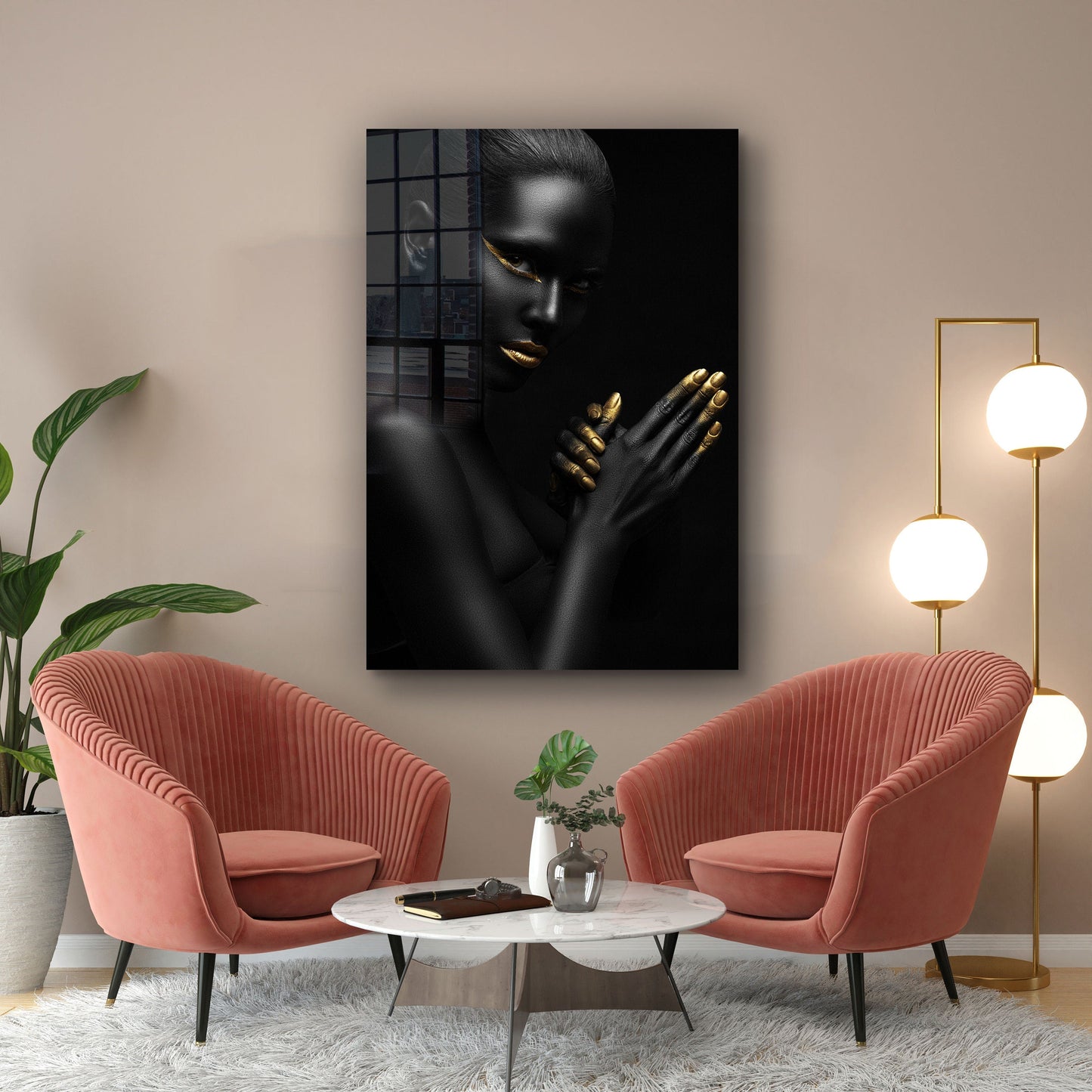 Black Woman, Large Glass Wall Art