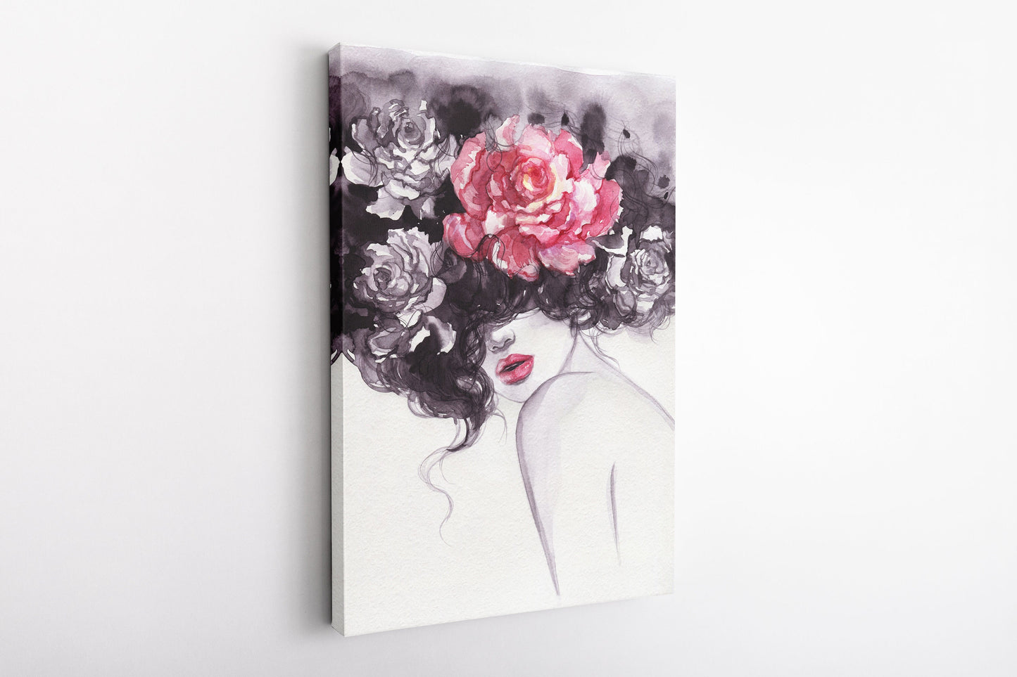 Woman of Rose, Large Glass Wall Art
