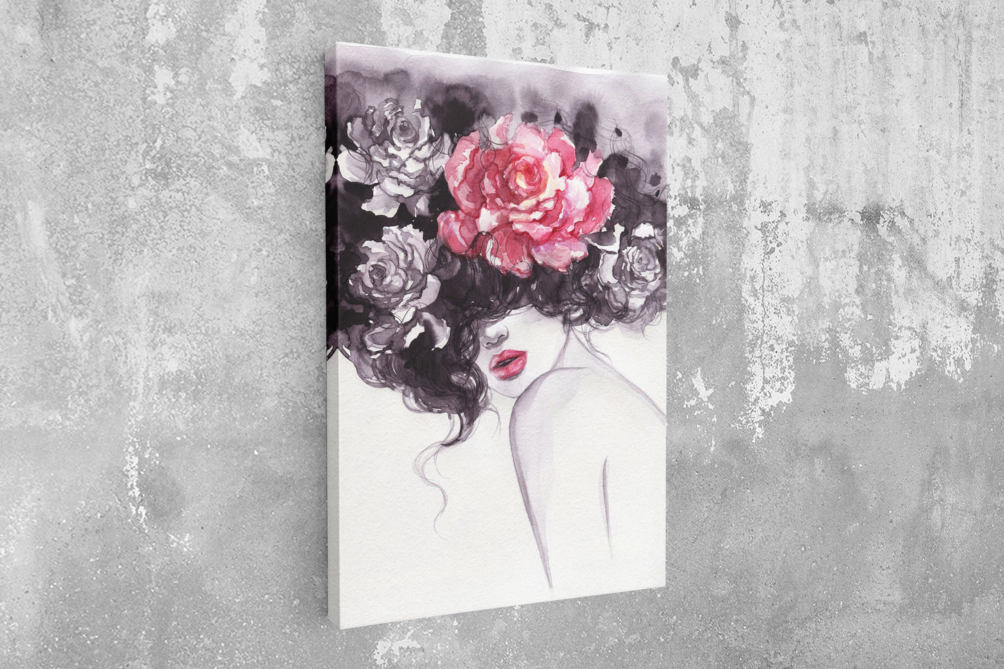 Woman of Rose, Large Glass Wall Art