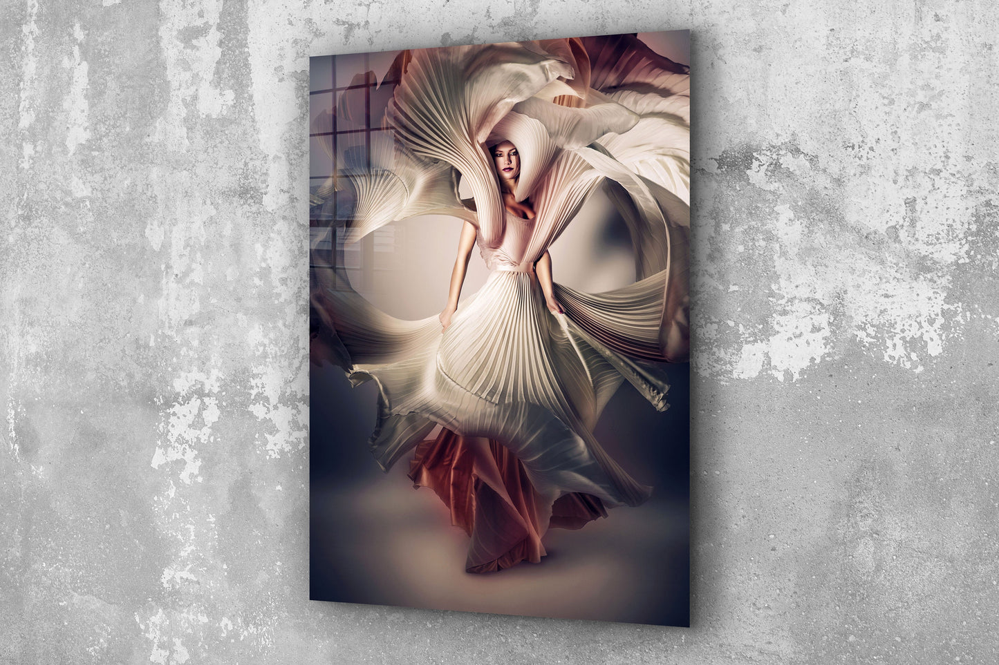 Woman in White, Large Glass Wall Art