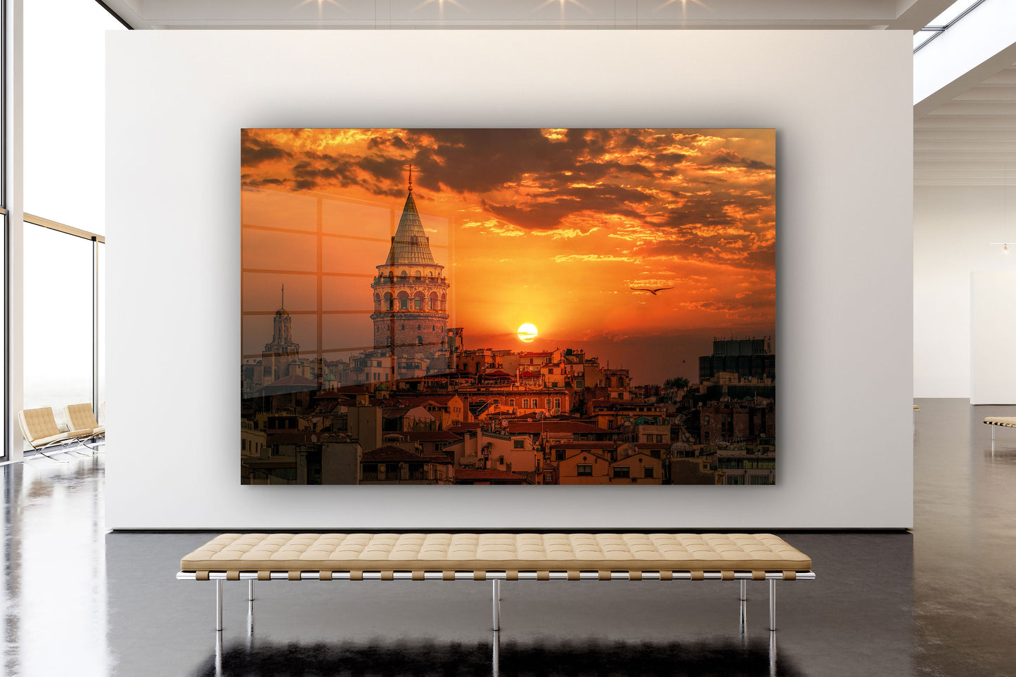 Galata Tower Sunset, Large Glass Wall Art