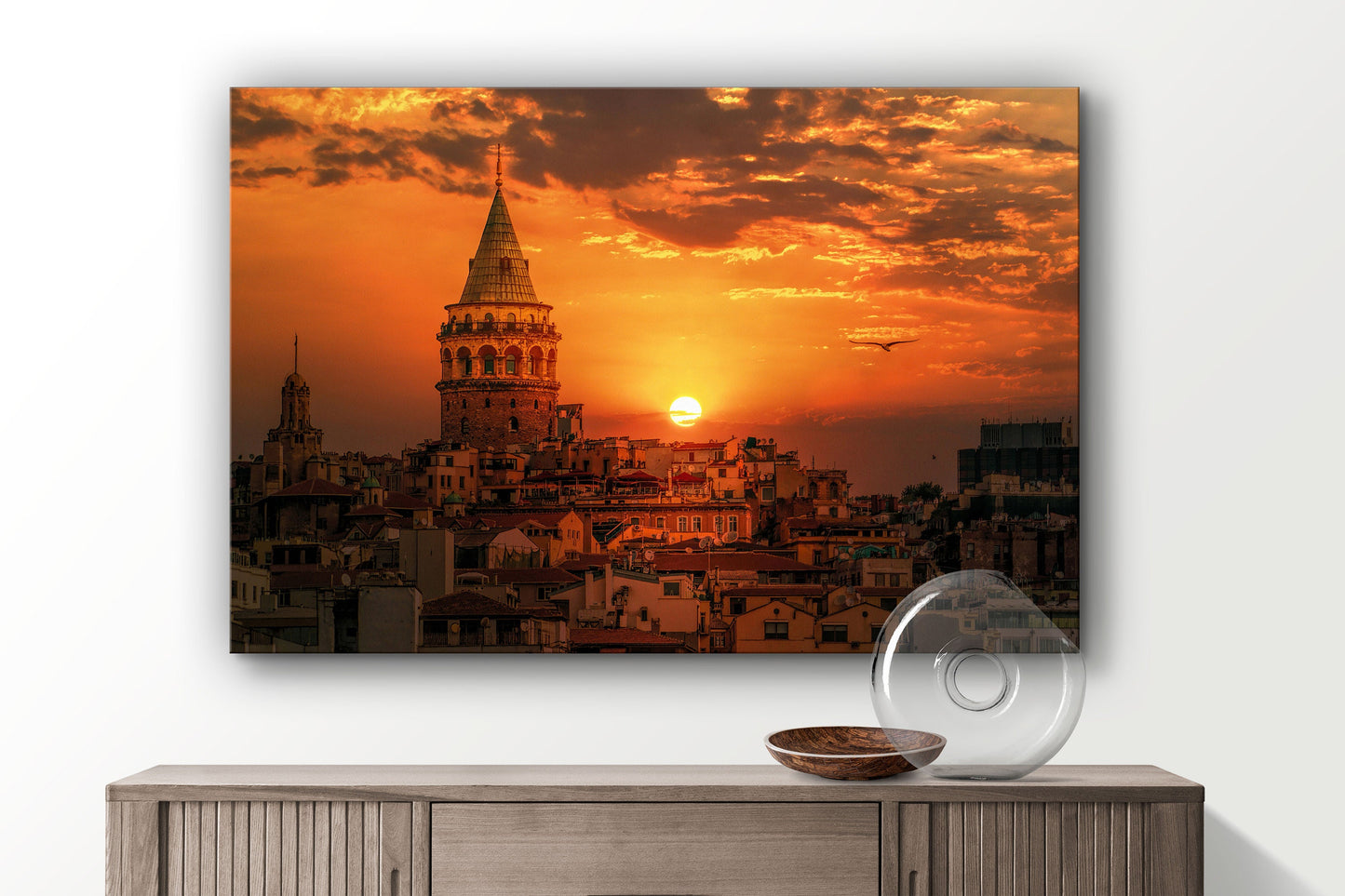Galata Tower Sunset, Large Glass Wall Art