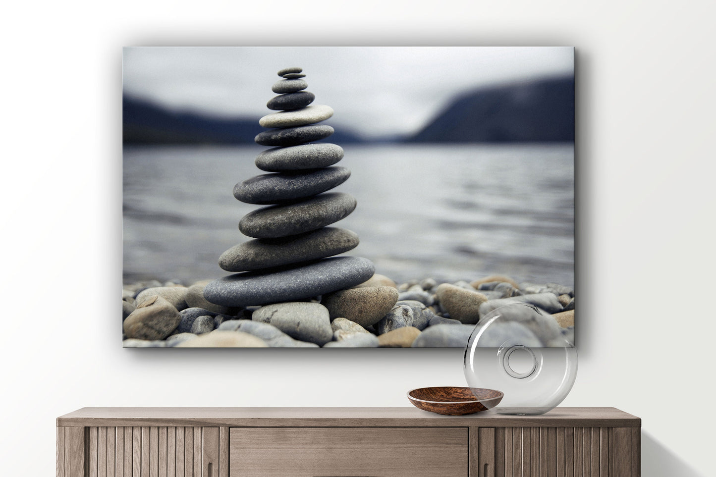 Stacked Pebbles, Large Glass Wall Art
