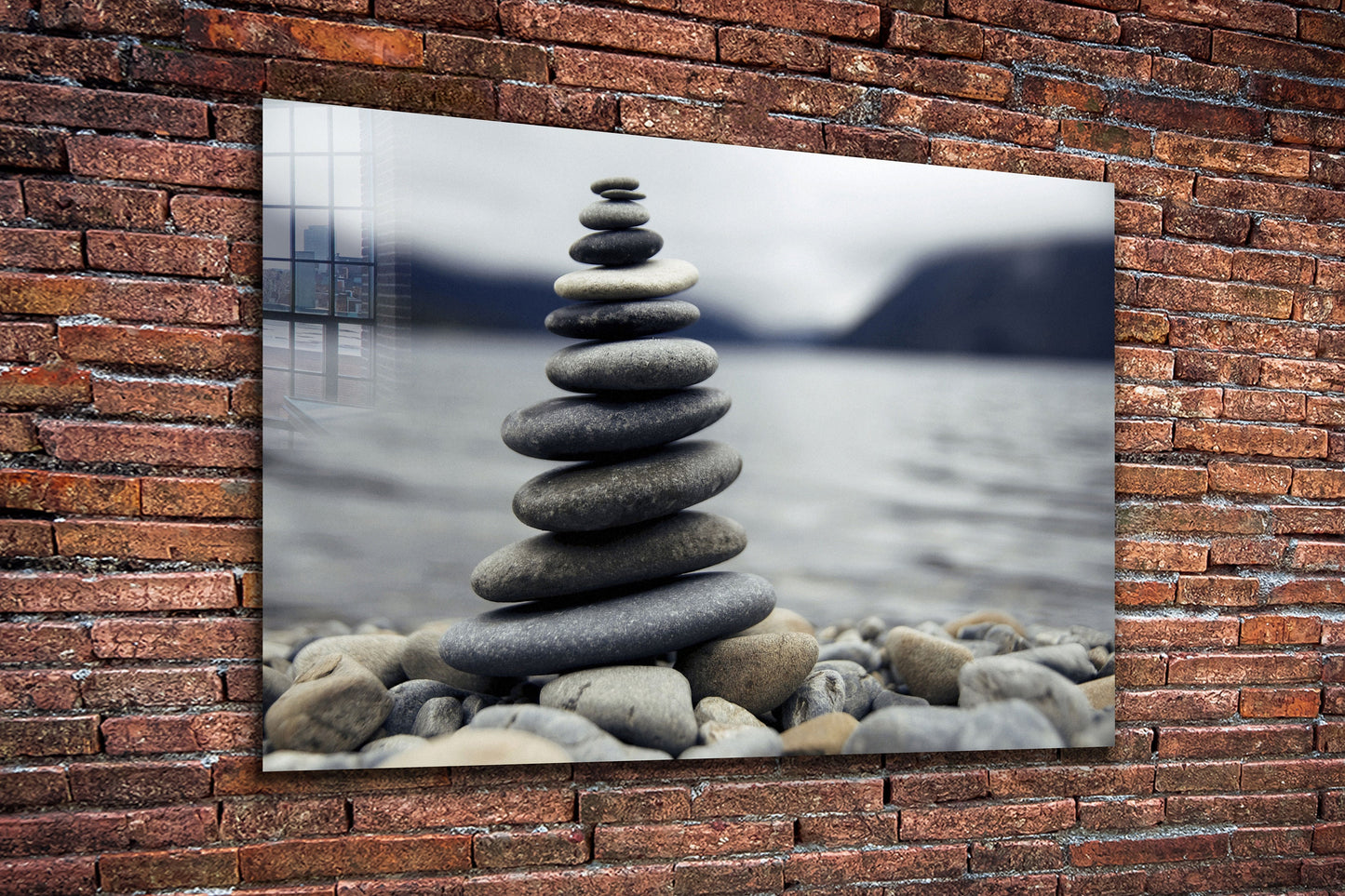Stacked Pebbles, Large Glass Wall Art