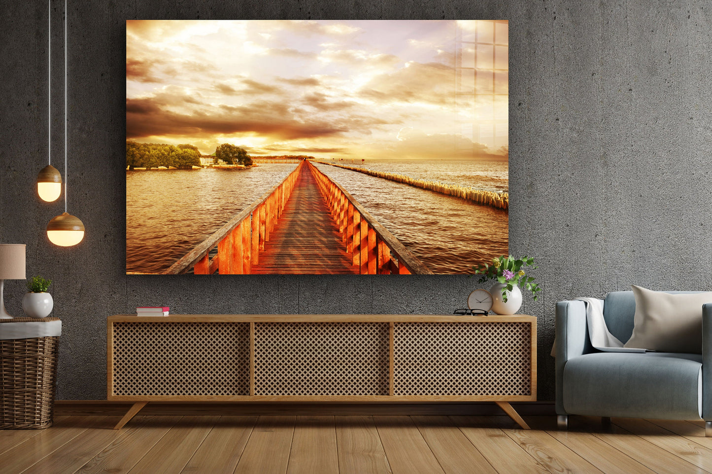 Pier to the Horizon, Large Glass Wall Art
