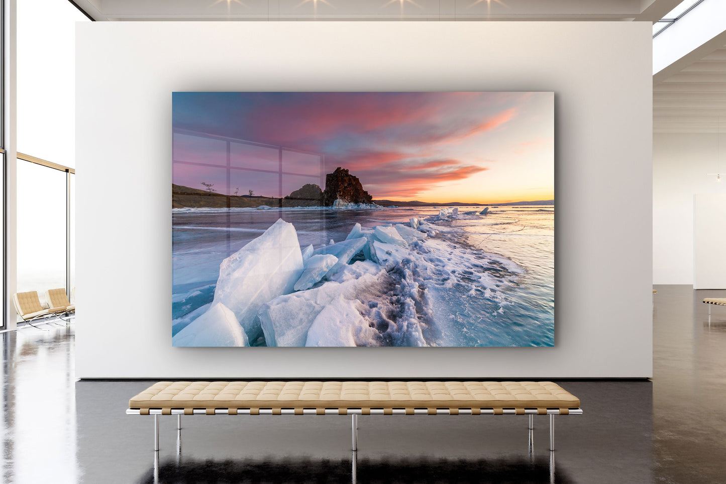 Ice Shell Beach, beach prints Large Glass Wall Art
