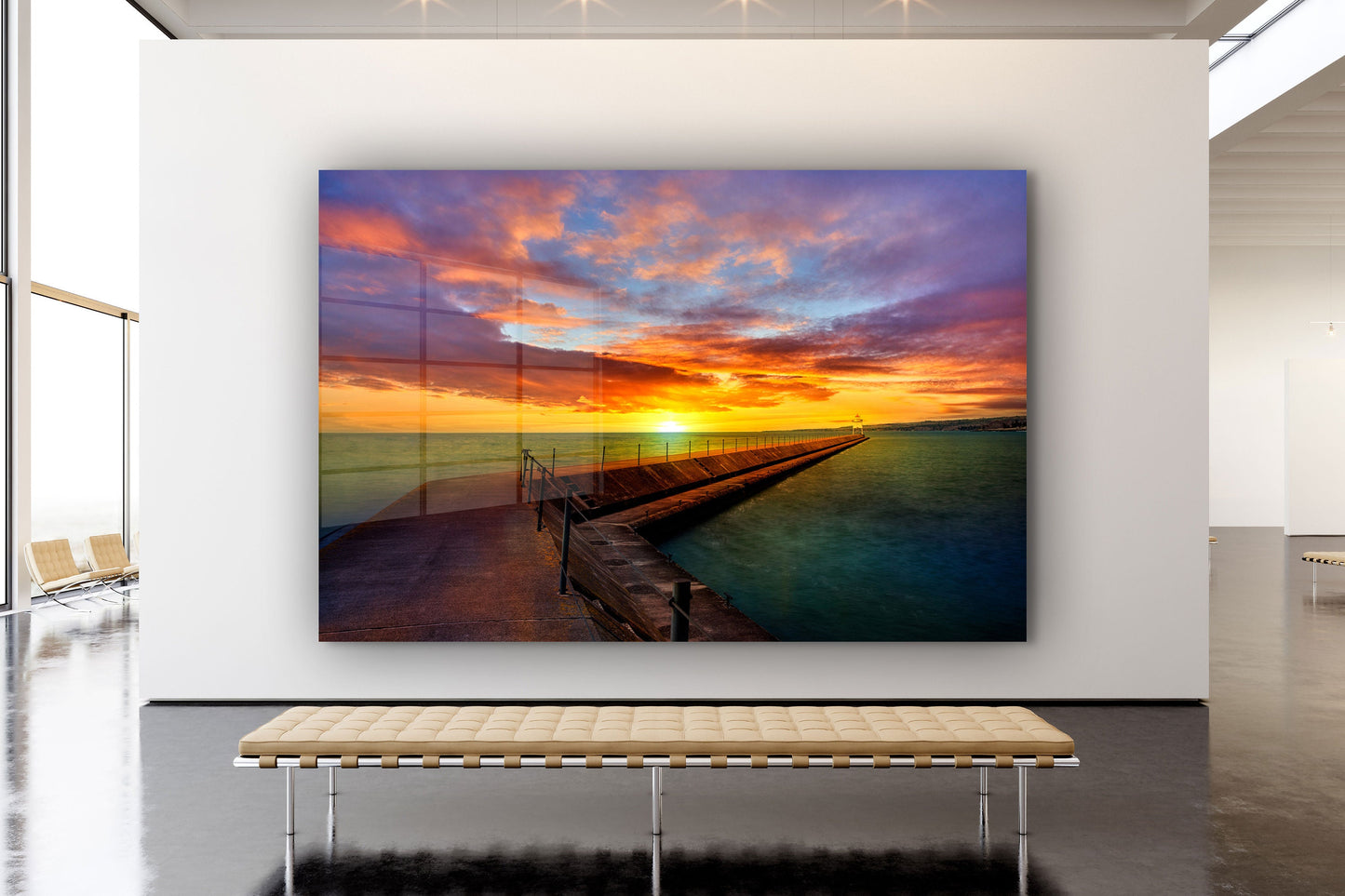 Sunset Pier, Large Glass Wall Art