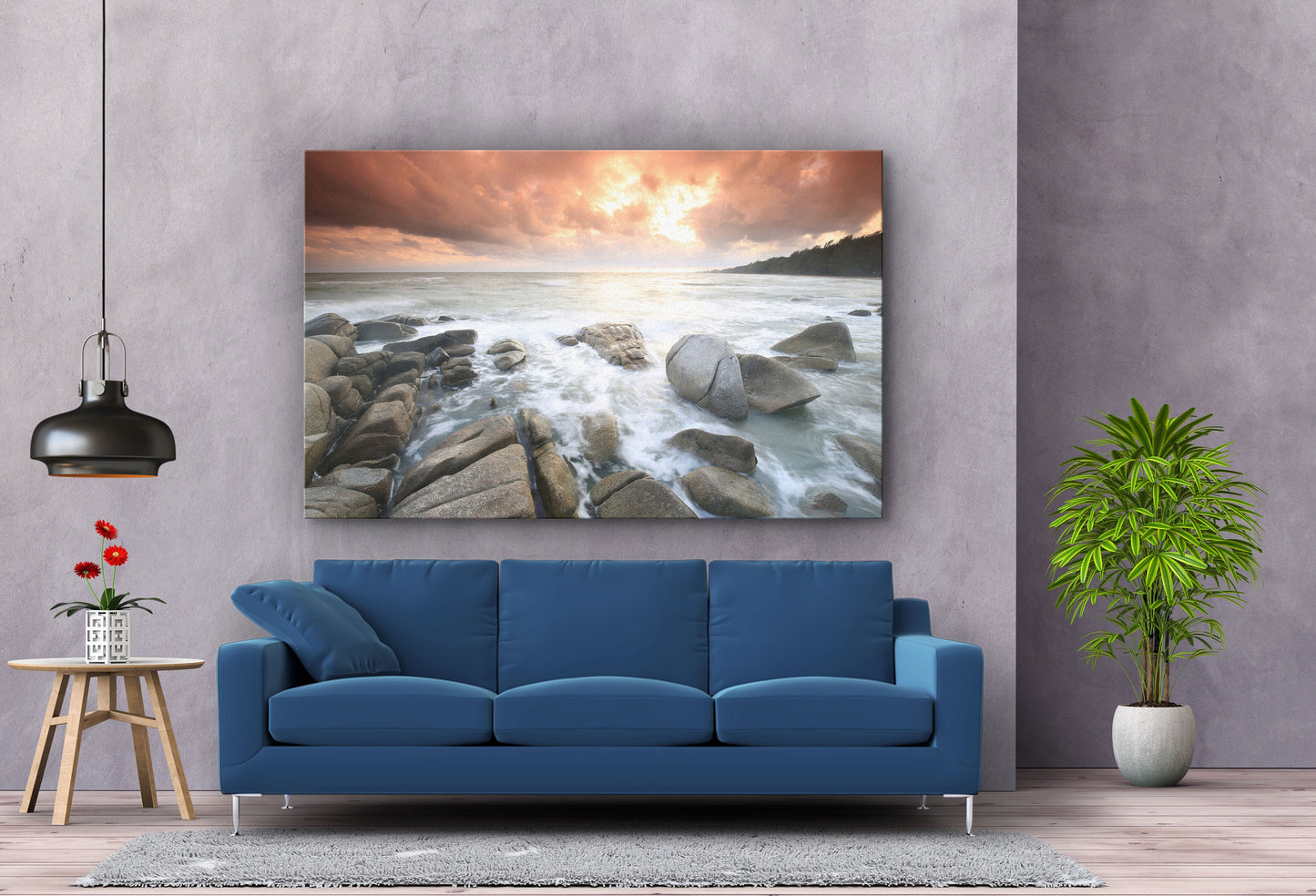 Ocean Sunset, Large Glass Wall Art