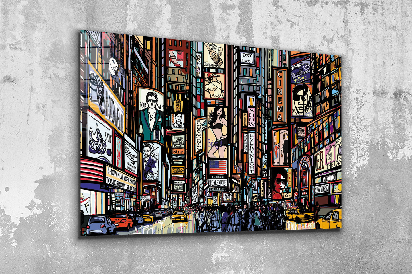 Times Square Art, Large Glass Wall Art