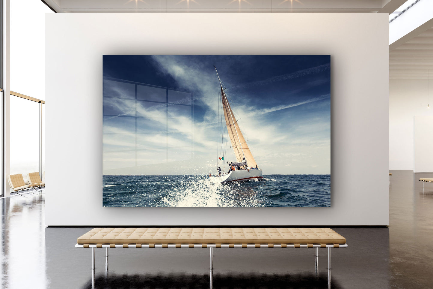 Sailboat, Large Glass Wall Art