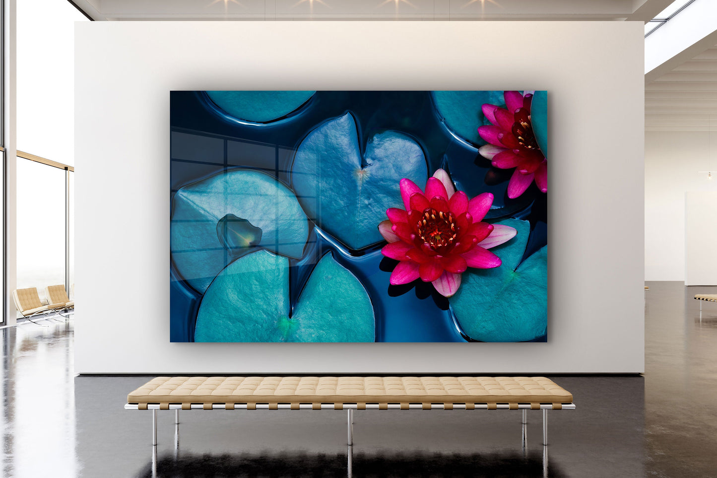 Water Lilies, Large Glass Wall Art
