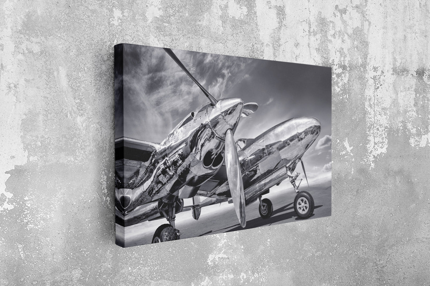 Plane Black and White, Large Glass Wall Art