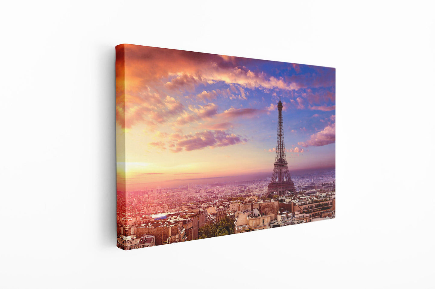 Eifel Tower Sunset, Large Glass Wall Art
