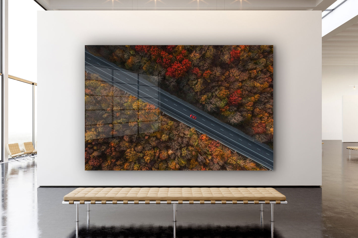 Road Through Autumn, Large Glass Wall Art