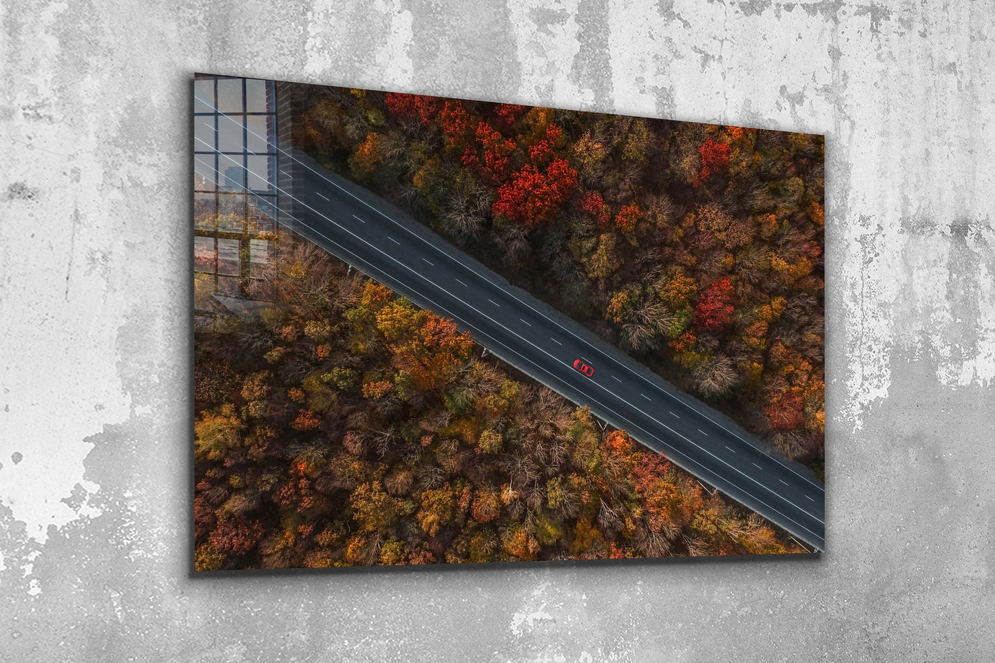 Road Through Autumn, Large Glass Wall Art
