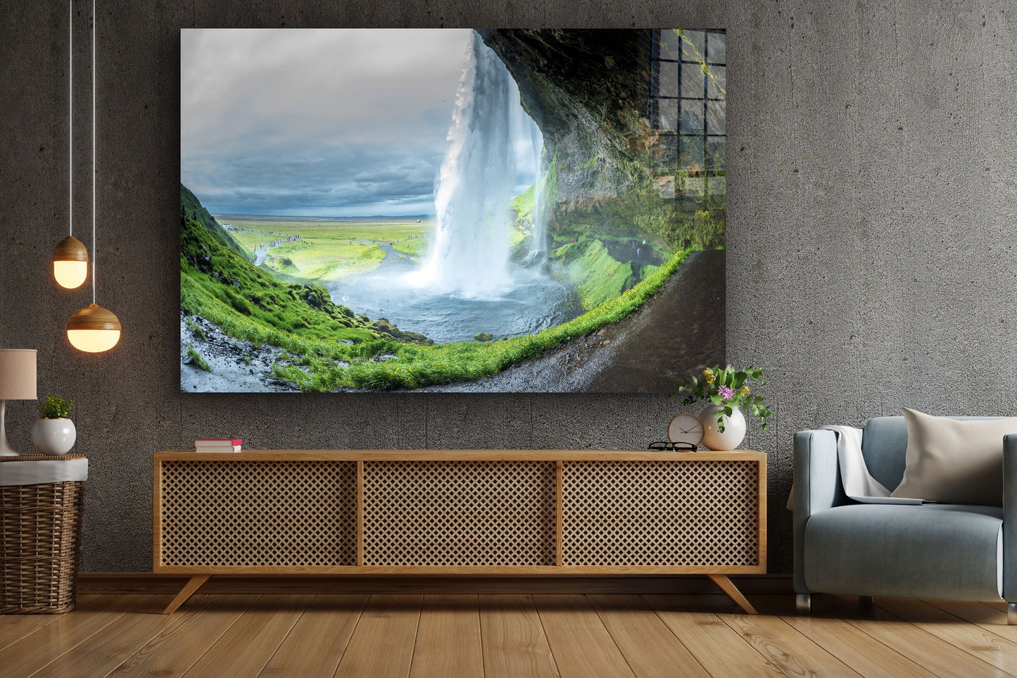 Seljalandsfoss Iceland, Large Glass Wall Art