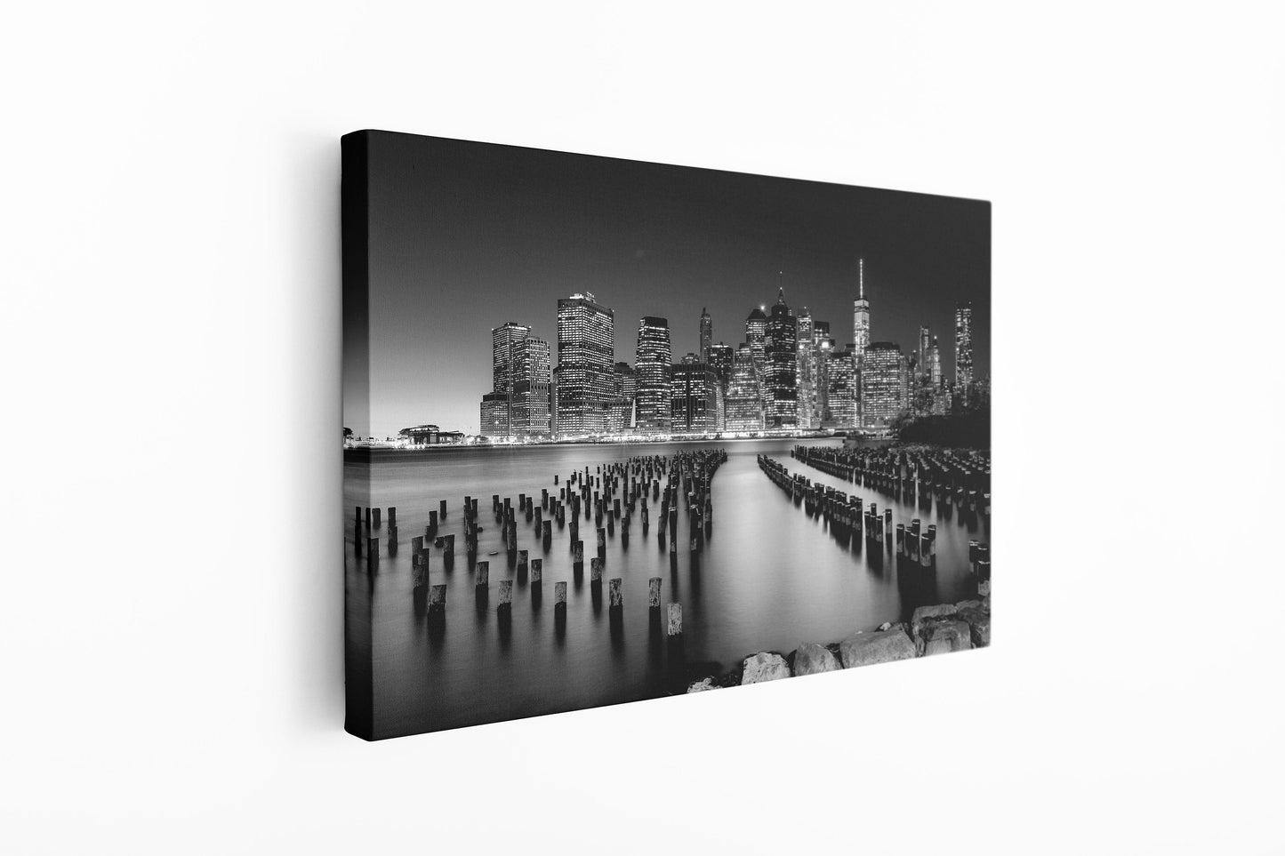 New York by Night, Large Glass Wall Art