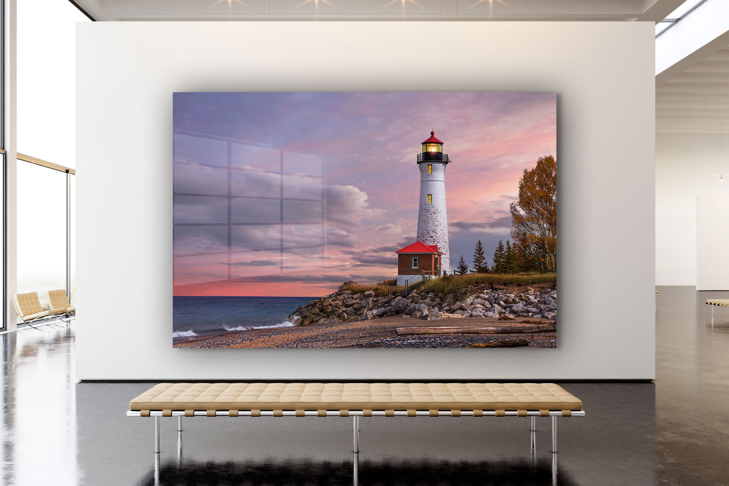 Lighthouse at the Coast, Large Glass Wall Art