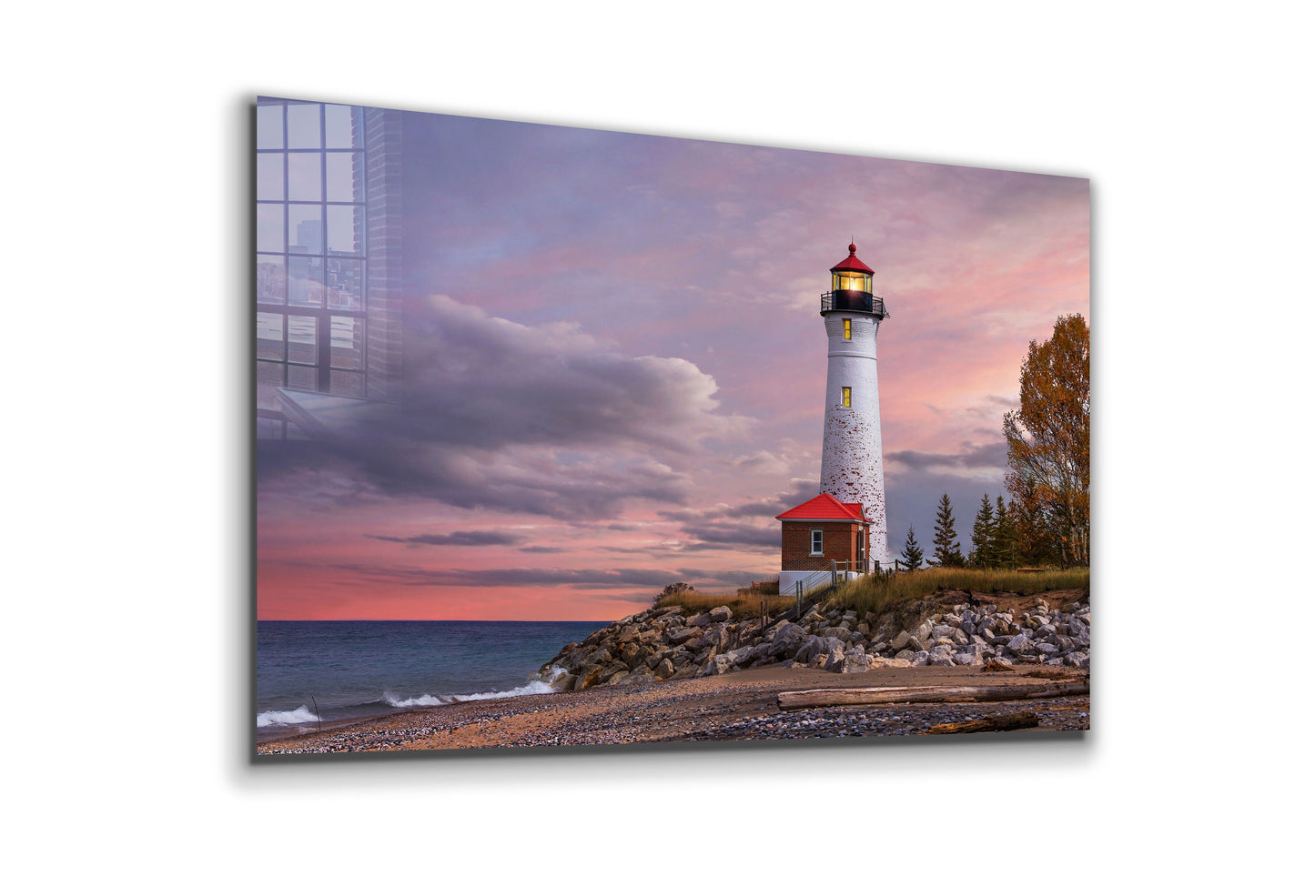 Lighthouse at the Coast, Large Glass Wall Art