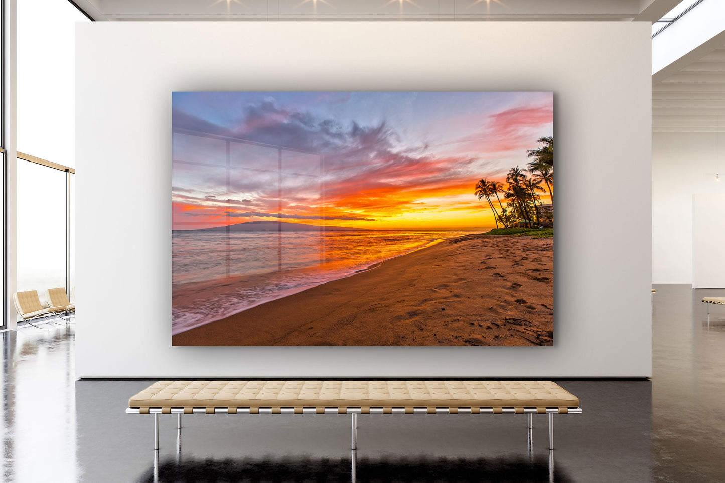 Sunset Beach, Large Glass Wall Art