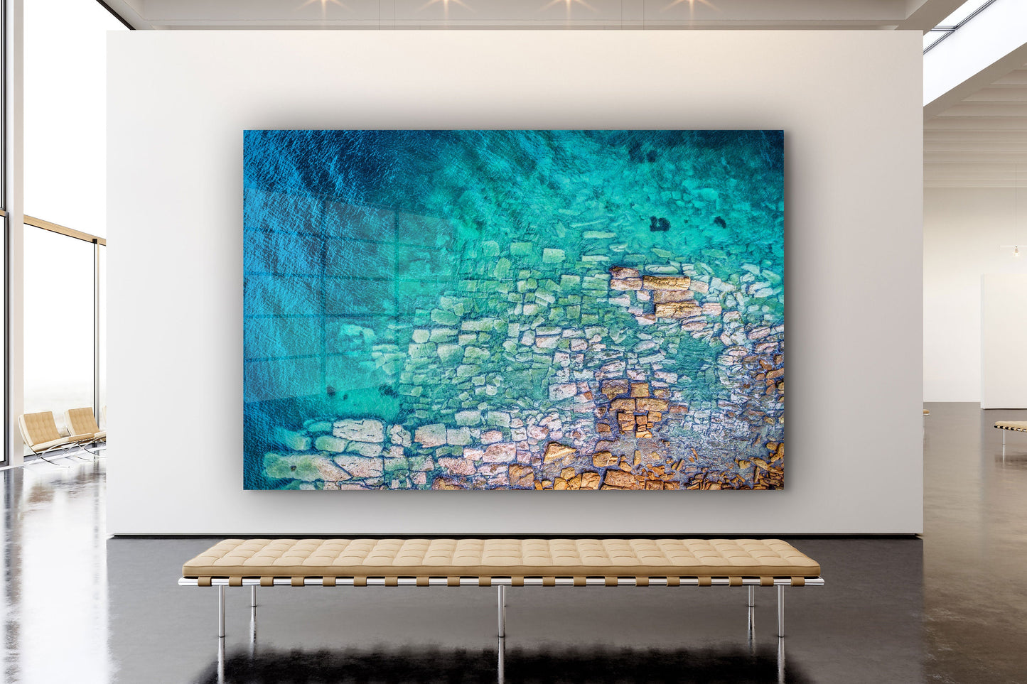 Blue Coast, Large Glass Wall Art