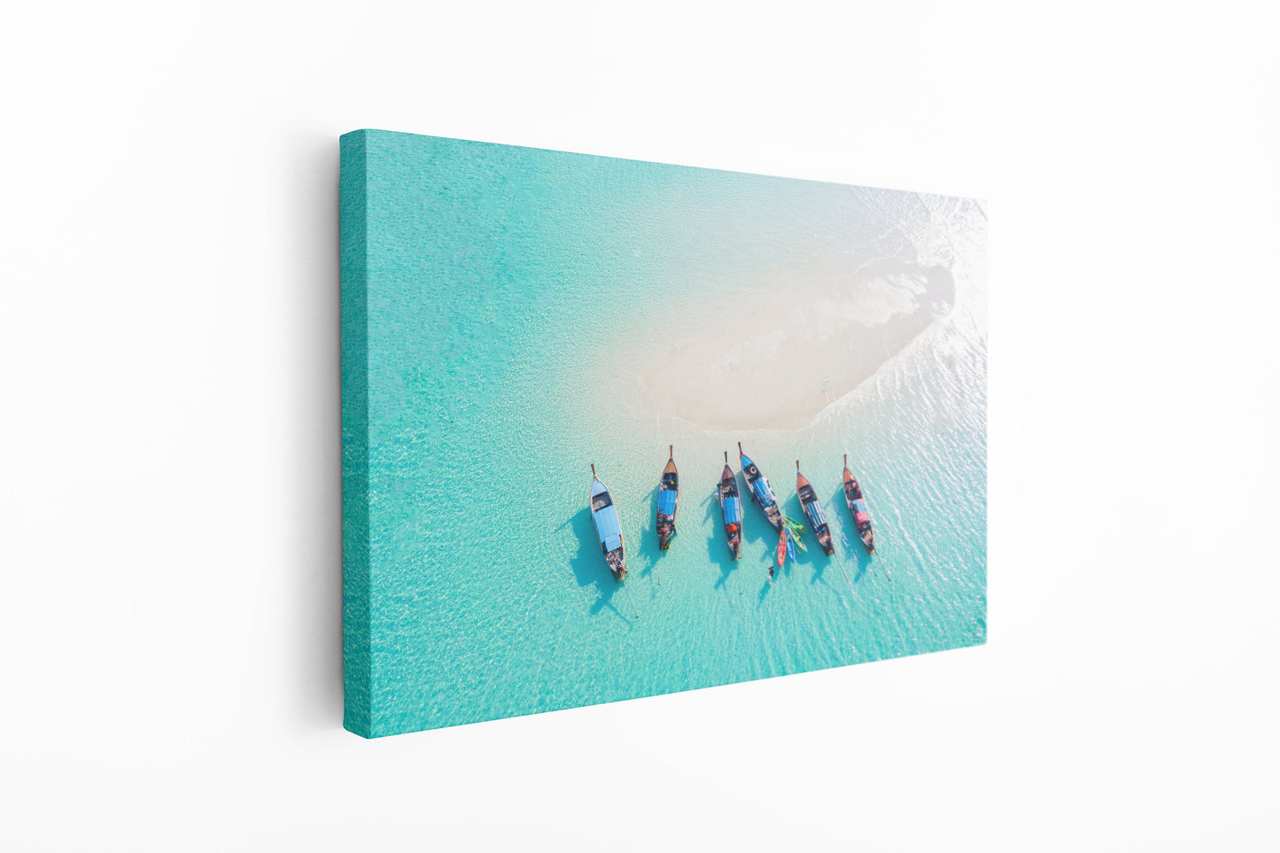 Canoes From Above, Large Glass Wall Art