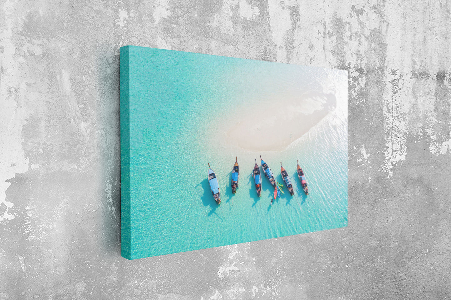 Canoes From Above, Large Glass Wall Art
