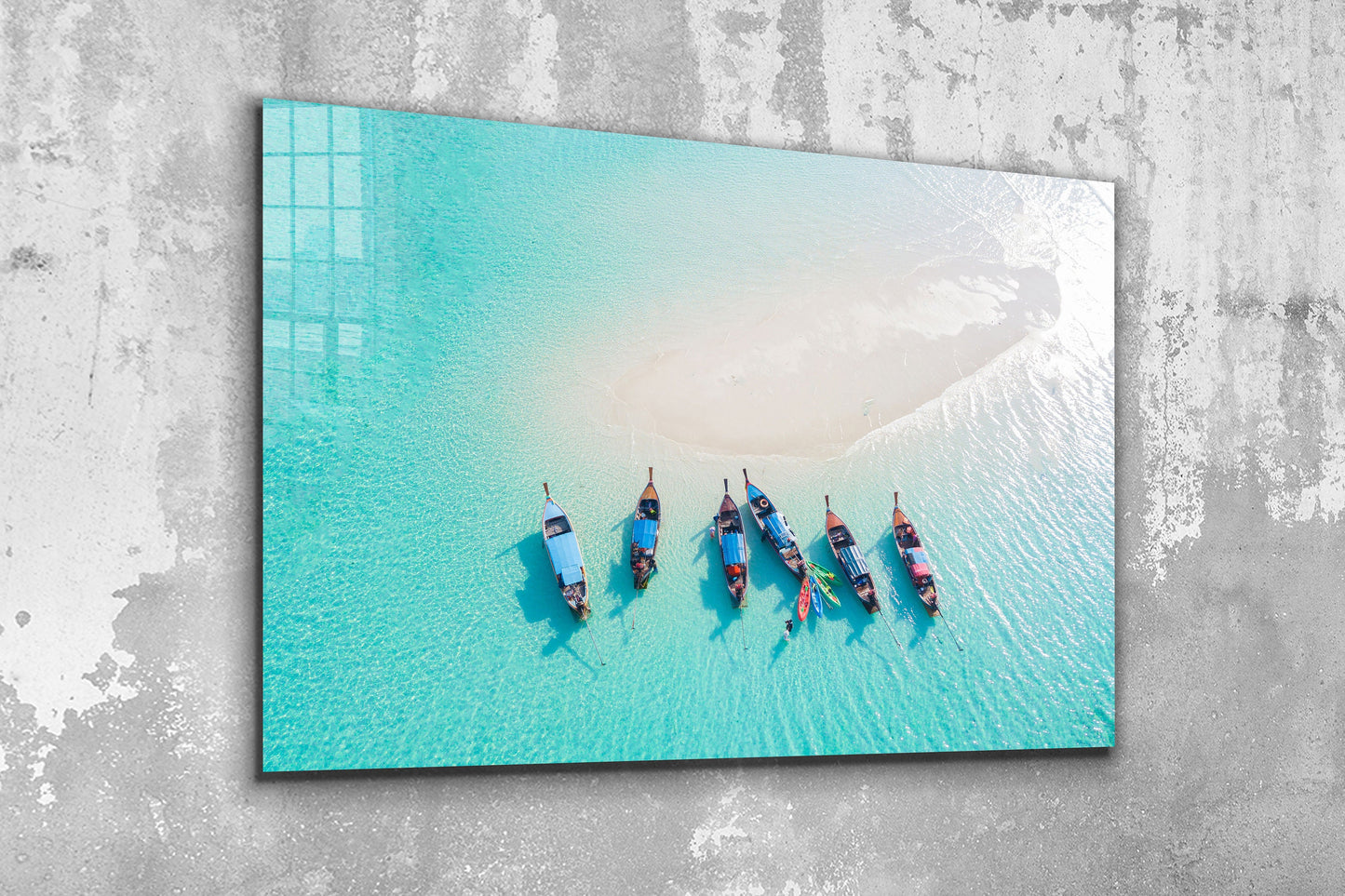 Canoes From Above, Large Glass Wall Art