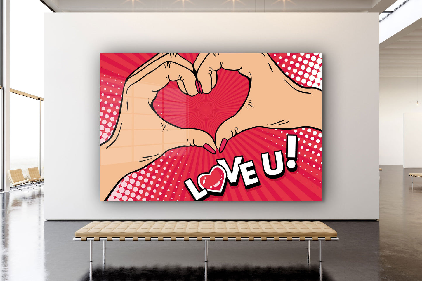 Love You Sign Pin Art, Large Glass Wall Art