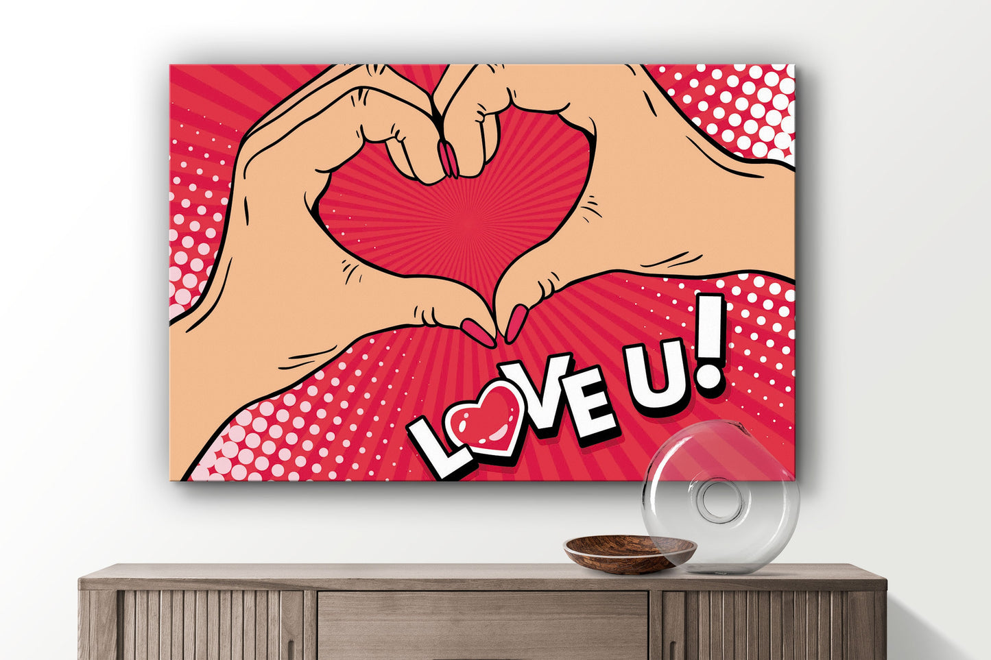 Love You Sign Pin Art, Large Glass Wall Art