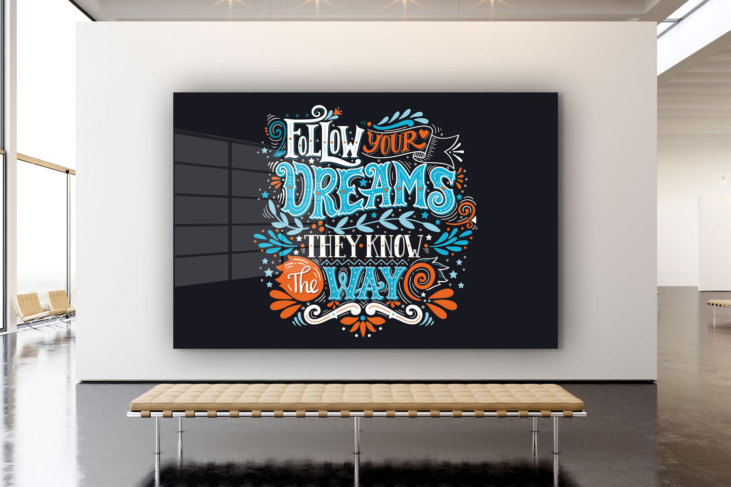 Follow Sign, Large Glass Wall Art