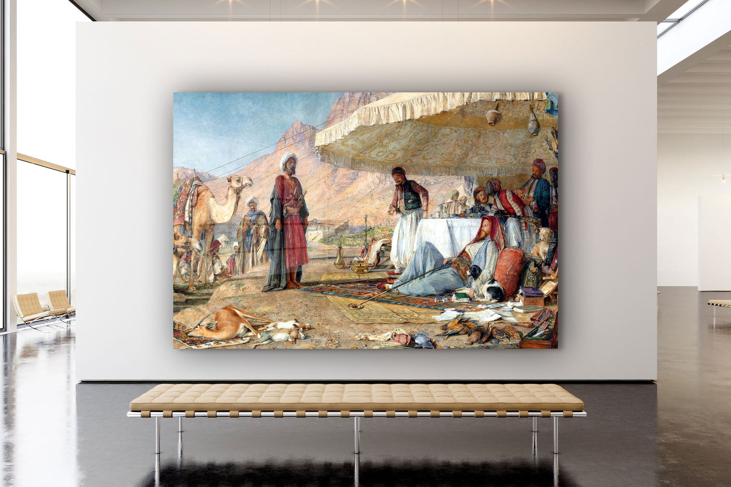 John Frederick Lewis  Visit, Large Glass Wall Art