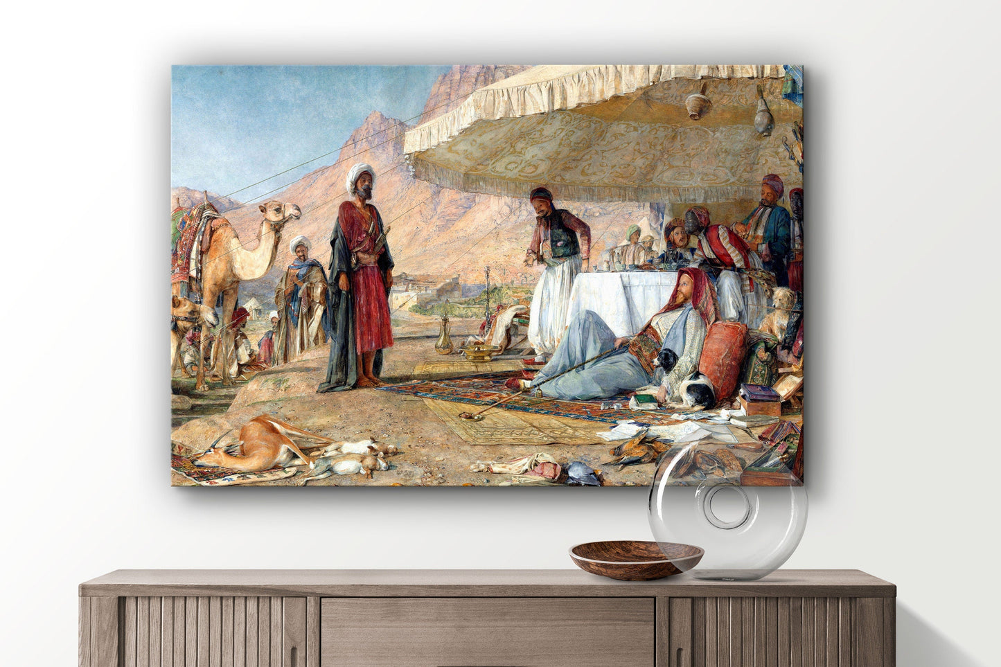 John Frederick Lewis  Visit, Large Glass Wall Art