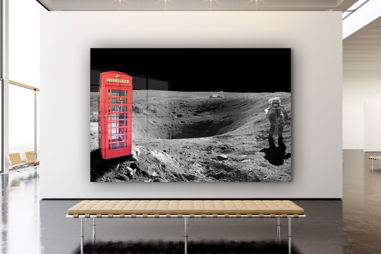Telephone Cell on the Moon, Large Glass Wall Art