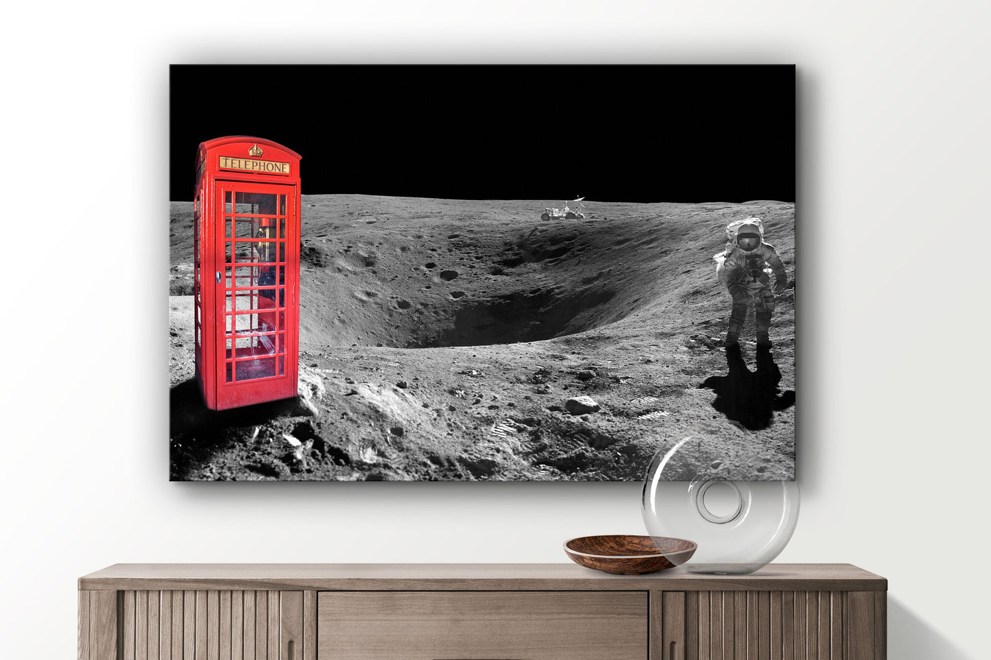Telephone Cell on the Moon, Large Glass Wall Art