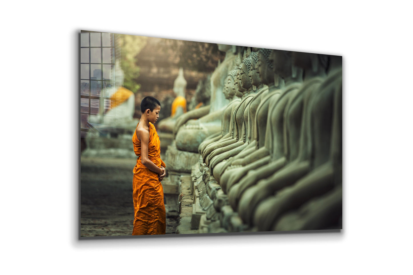 Monk Praying, Large Glass Wall Art