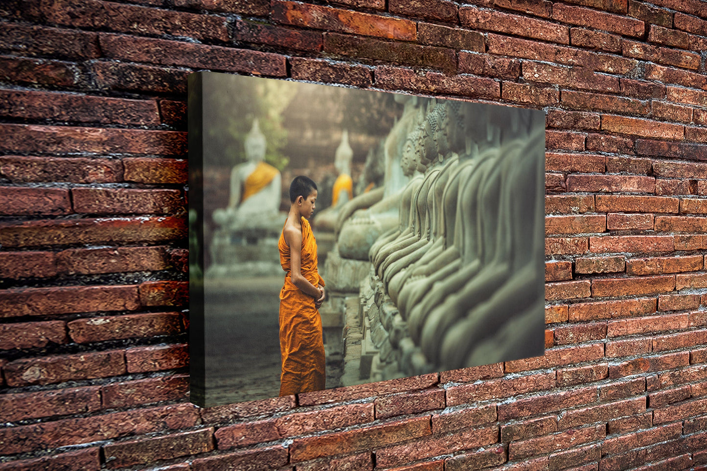 Monk Praying, Large Glass Wall Art